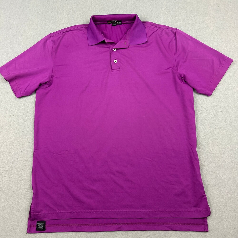 Peter Millar Polo Shirt Men Medium Purple Solid Summer Comfort Golfer Wicking M